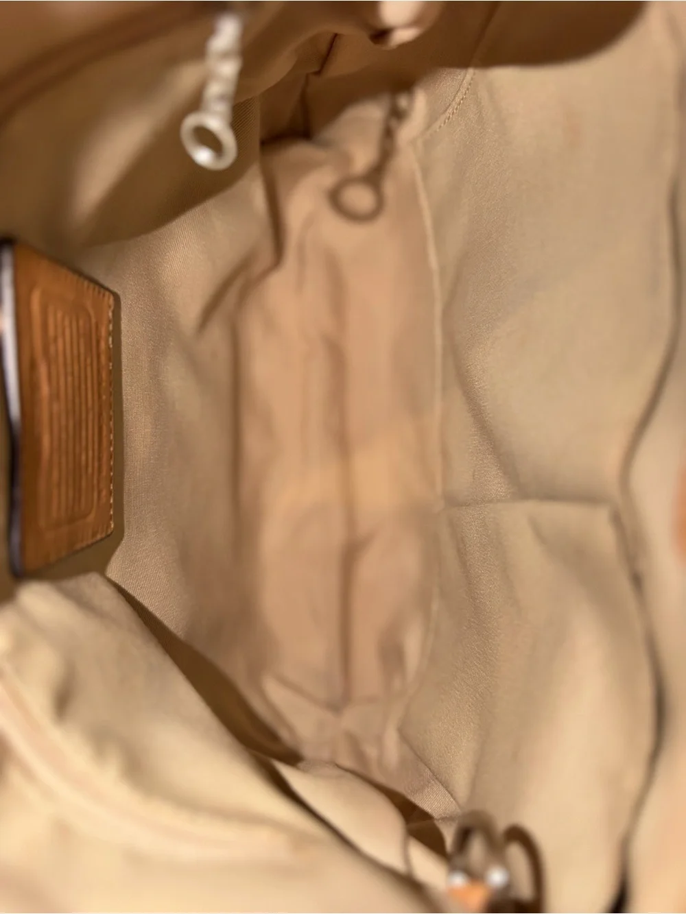 Coach Khaki/Brown Signature Canvas Shoulder Bag with Tan Trim
